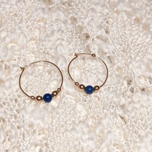 💍Gold and dark blue bead earrings